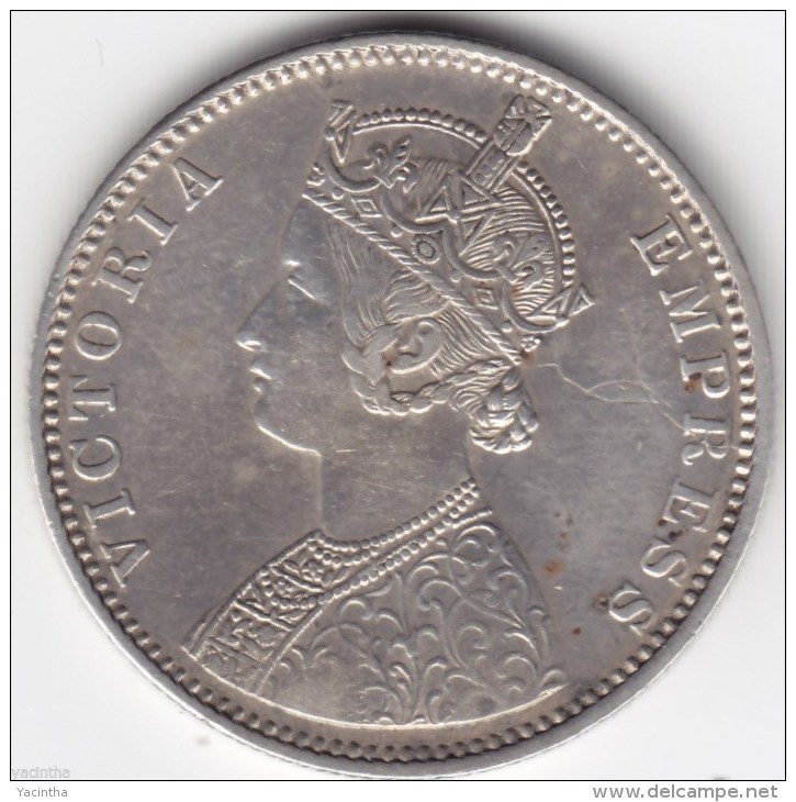 @Y@    BRITISH INDIA    1 Rupee 1887 Double Curve In Crown B Incuse (2340) - Indien