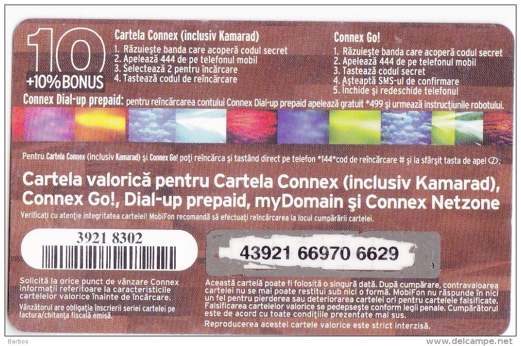 Romania ,  Prepaid Phonecard -  Connex  ,  10  , Paper , Used - Romania