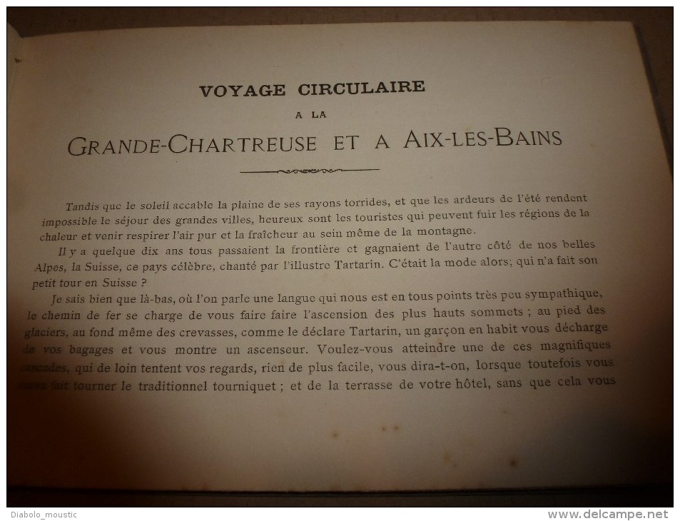 1900 ? Voyage Circulaire à LA GRANDE CHARTREUSE Et AIX-les-BAINS (avec Photos) Edition Compagnie Chemins De Fer PLM - Spoorweg