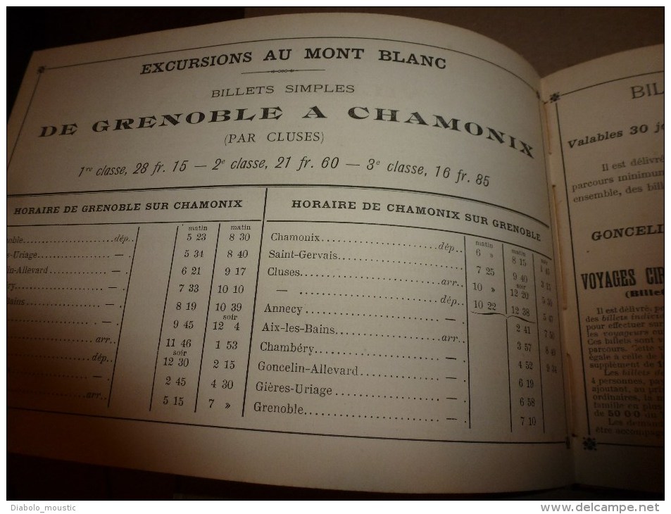 1900 ? Voyage circulaire à LA GRANDE CHARTREUSE et AIX-les-BAINS (avec photos) Edition Compagnie Chemins de Fer PLM