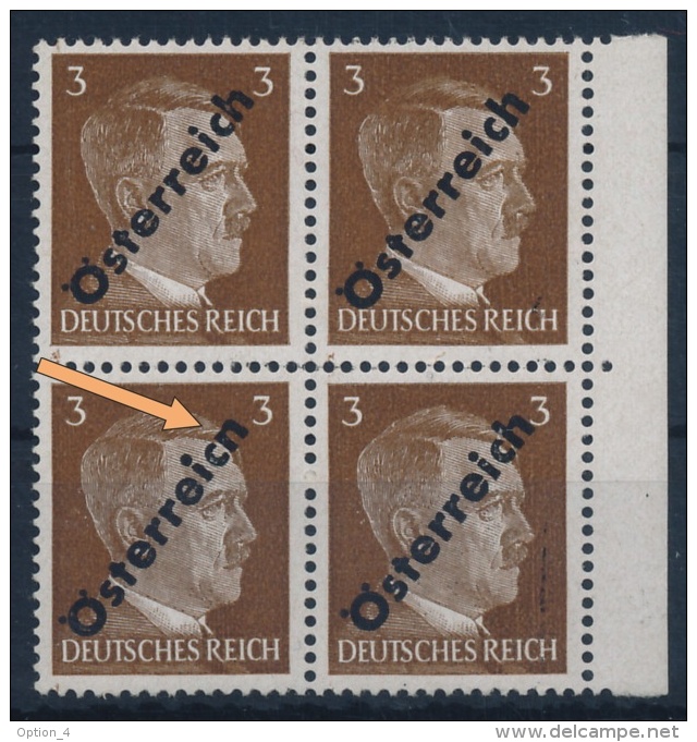 **Österreich Austria 1945 ANK (8) A + Mi IV A (3 Pfg) Dark Nuance Signed Wallner + Plattenfehler (ANK 8aD) Error "h" (3 - Ungebraucht