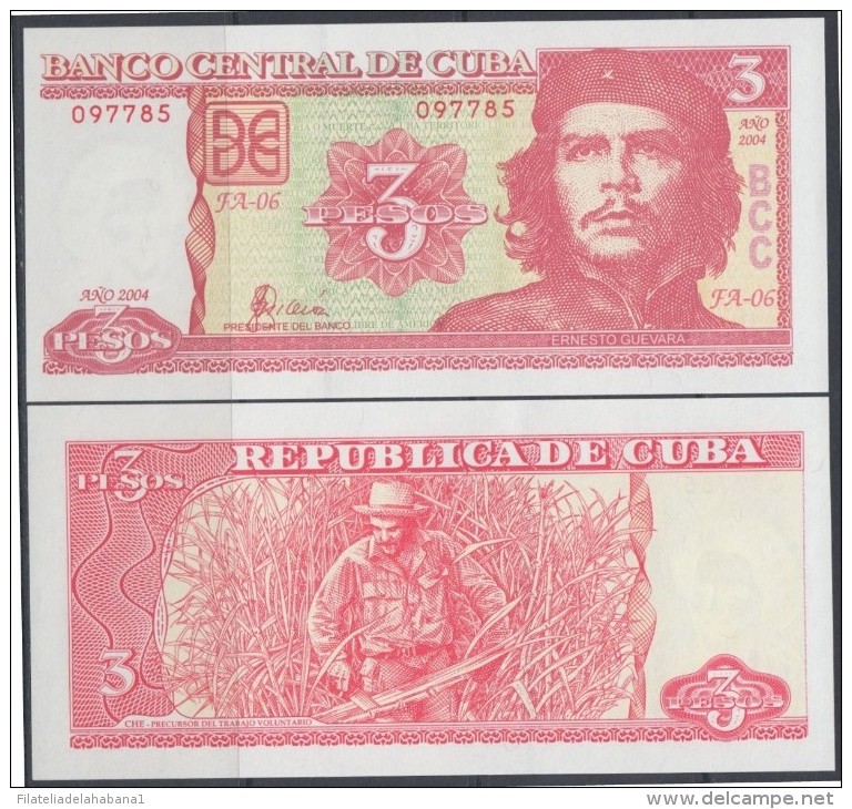 2004-BK-101 CUBA. 3$ ERNESTO CHE GUEVARA. 2004 UNC. - Kuba