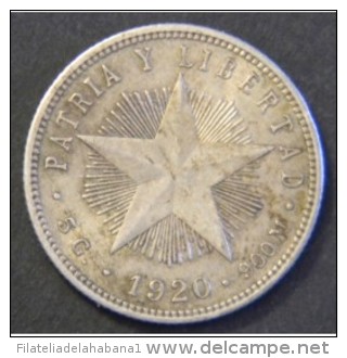 1920-MN-1 CUBA. KM 13.2 SILVER 20c STAR 1920. ESTRELLA RADIANTE. XF PLUS UNC - Cuba