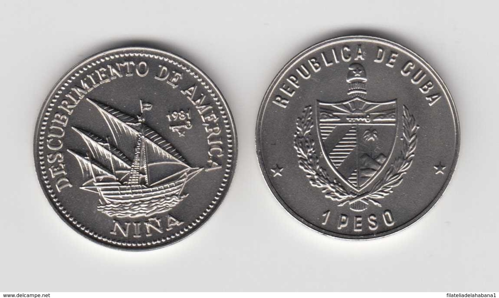 1981-MN-6 CUBA. KM 67. 1$. 1981. COPPER- NICKEL. UNC. CARAVELA LA NIÑA. DESCUBRIMIENTO. DISCOVERY SHIP. - Cuba