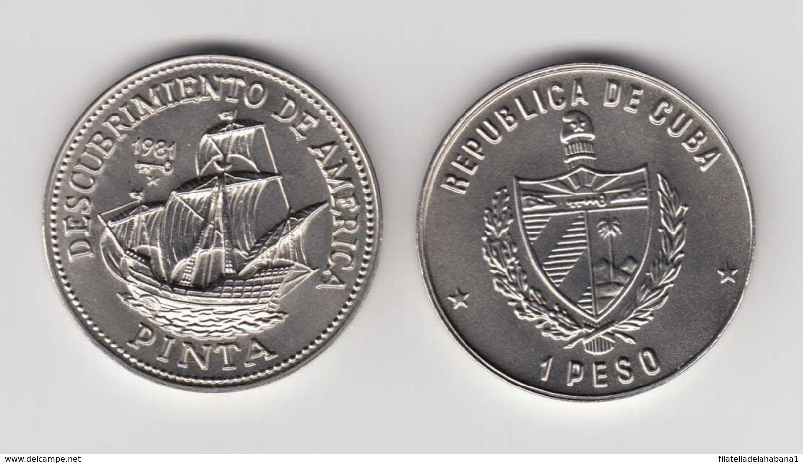 1981-MN-5 CUBA. KM 66. 1$. 1981. COPPER- NICKEL. UNC. CARAVELA LA PINTA. DESCUBRIMIENTO. DISCOVERY SHIP. - Kuba