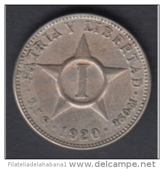 1920-MN-11 CUBA. KM 9.1 COPPER- NICKEL 1c STAR 1920. ESTRELLA RADIANTE. XF - Cuba