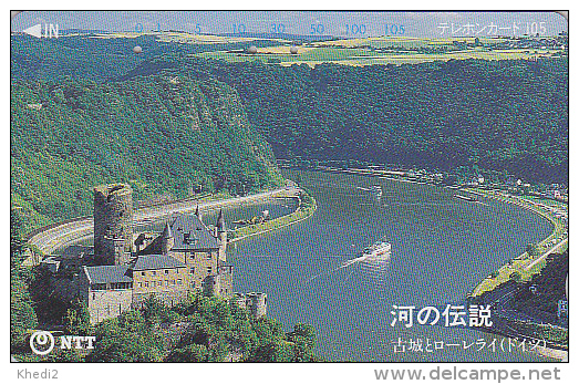 Télécarte Japon / NTT 331-045 - Site ALLEMAGNE / CHATEAU DE KAUB BURG & LORELEI / GERMANY - Japan Phonecard - Paysages