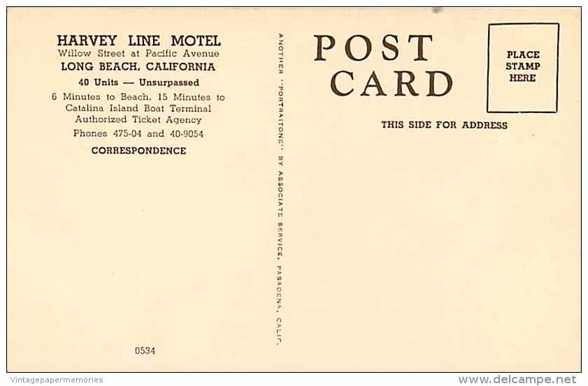 235785-California, Long Beach, Harvey Line Motel, Willow Street & Pacific Avenue, Associate Service No 0534 - Long Beach