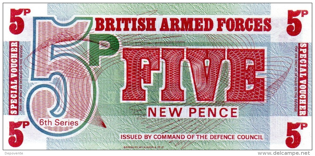 NEUF : BILLET DE 5 NEW PENCE - BRITISH ARMED FORCES - 1972 - Fuerzas Armadas Británicas & Recibos Especiales