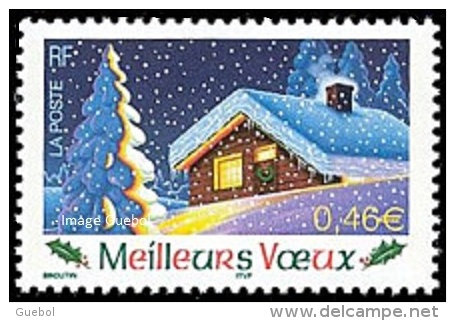 France N° 3533 ** Meilleurs Voeux 2003 - Arbre - Sapin - Chalet - Neige - Unused Stamps