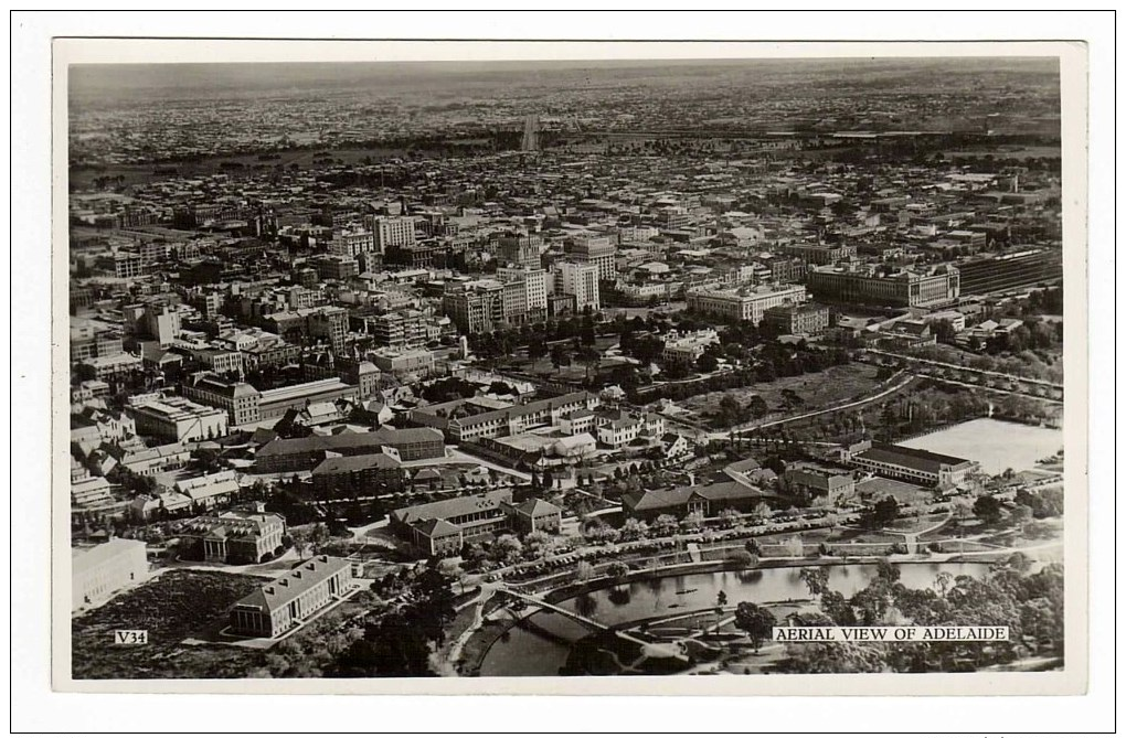 South Australia (SA), Adelaide, University, River Torrens, CBD, Aerial View, Photo Postcard - Adelaide