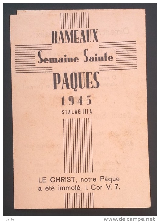 Petit Programme STALAG III A   Rameaux Semaine Sainte Pâques 1945 Luckenwalde - 1939-45