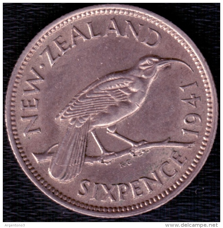 New Zealand 6 Pence 1941 XF Silver Rare - Neuseeland