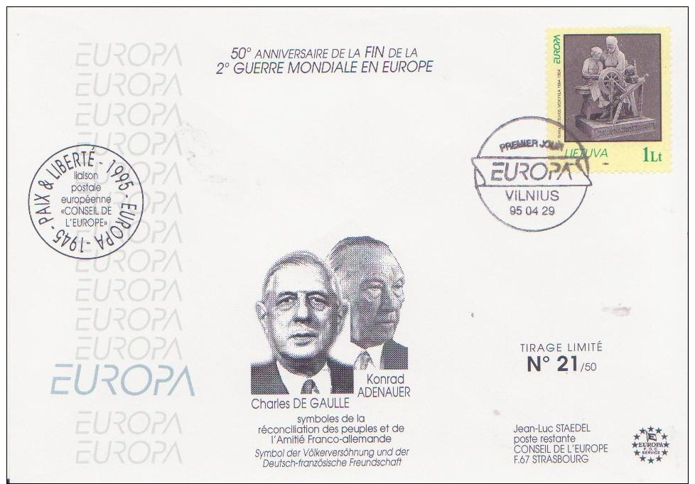 *** EUROPA - Paix Et Liberté - Fileuses Lituaniennes ** Yvt N°504 - FDC LITUANIE 1995 - 1995