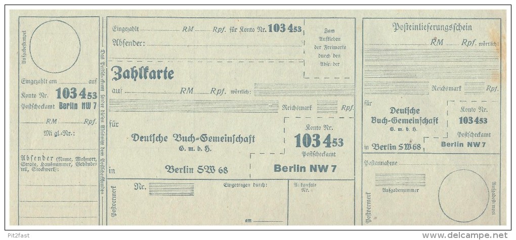 Original Post-Einlieferungsschein - 1929 - Zahlkarte , Berlin , Check , Post !!! - Schecks  Und Reiseschecks