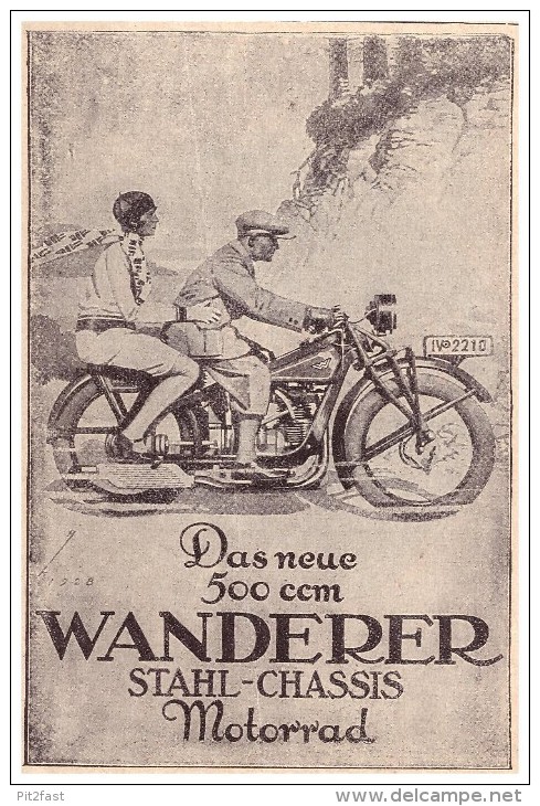 Original Werbung - 1929 - WANDERER 500ccm , Werk In Schönau B. Chemnitz , Motorrad , Motorräder !!! - Motorräder