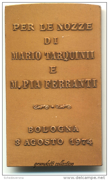 NOZZE MARIO TARQUINII  M.PIA FERRANTI MEDAGLIA MATRIMONIO 1974 BOLOGNA - Otros & Sin Clasificación