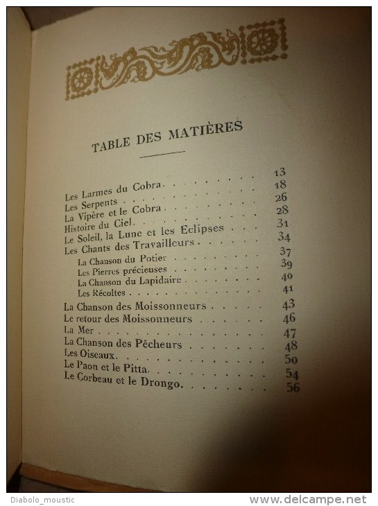 1925       LES LARMES DU COBRA      légende de Lanka  traduite par André Karpelès