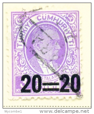 TURKEY  -  1959  Postage Due Stamps Used For Ordinary Postage  20k On 3k  Used As Scan - Oblitérés