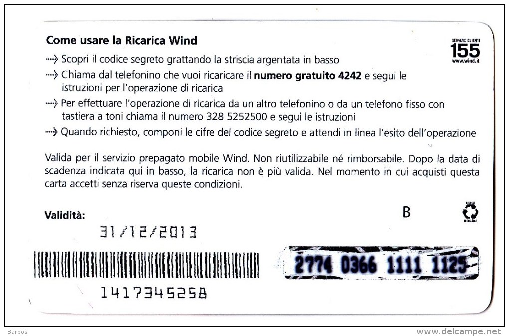 Italy ,  Phonecard Prepaid  ,  Used - [2] Sim Cards, Prepaid & Refills