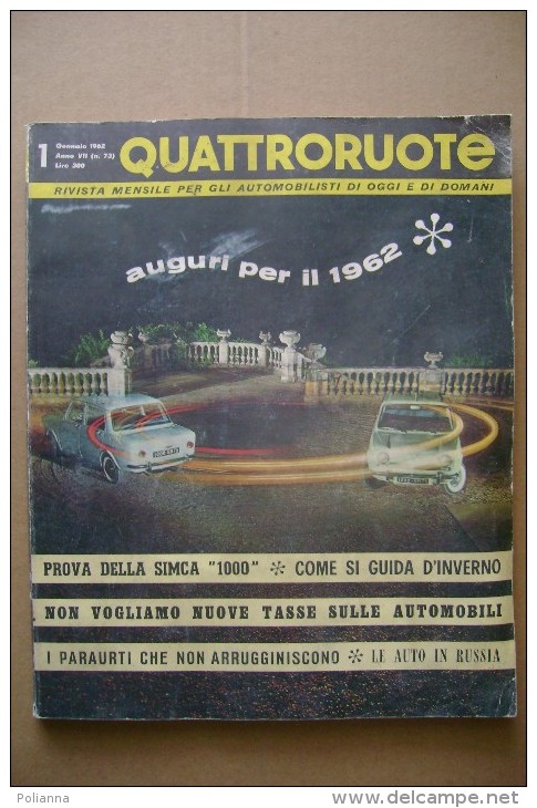 PCM/12 QUATTRORUOTE N.73-1962 SIMCA 1000/Salone Torino/la Nuova Strada Della Val D´Astico - Engines