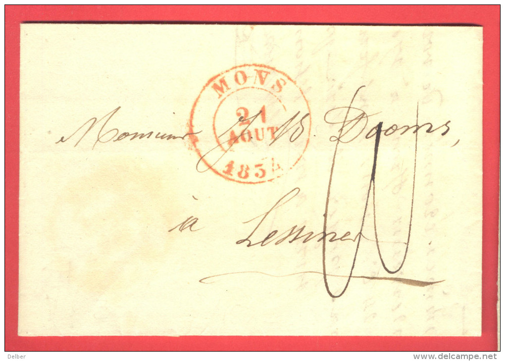 _5i-990: Volledige Brief: Verstuurd Uit MONS  21 AOUT 1834  > Lessinnes - 1830-1849 (Belgique Indépendante)