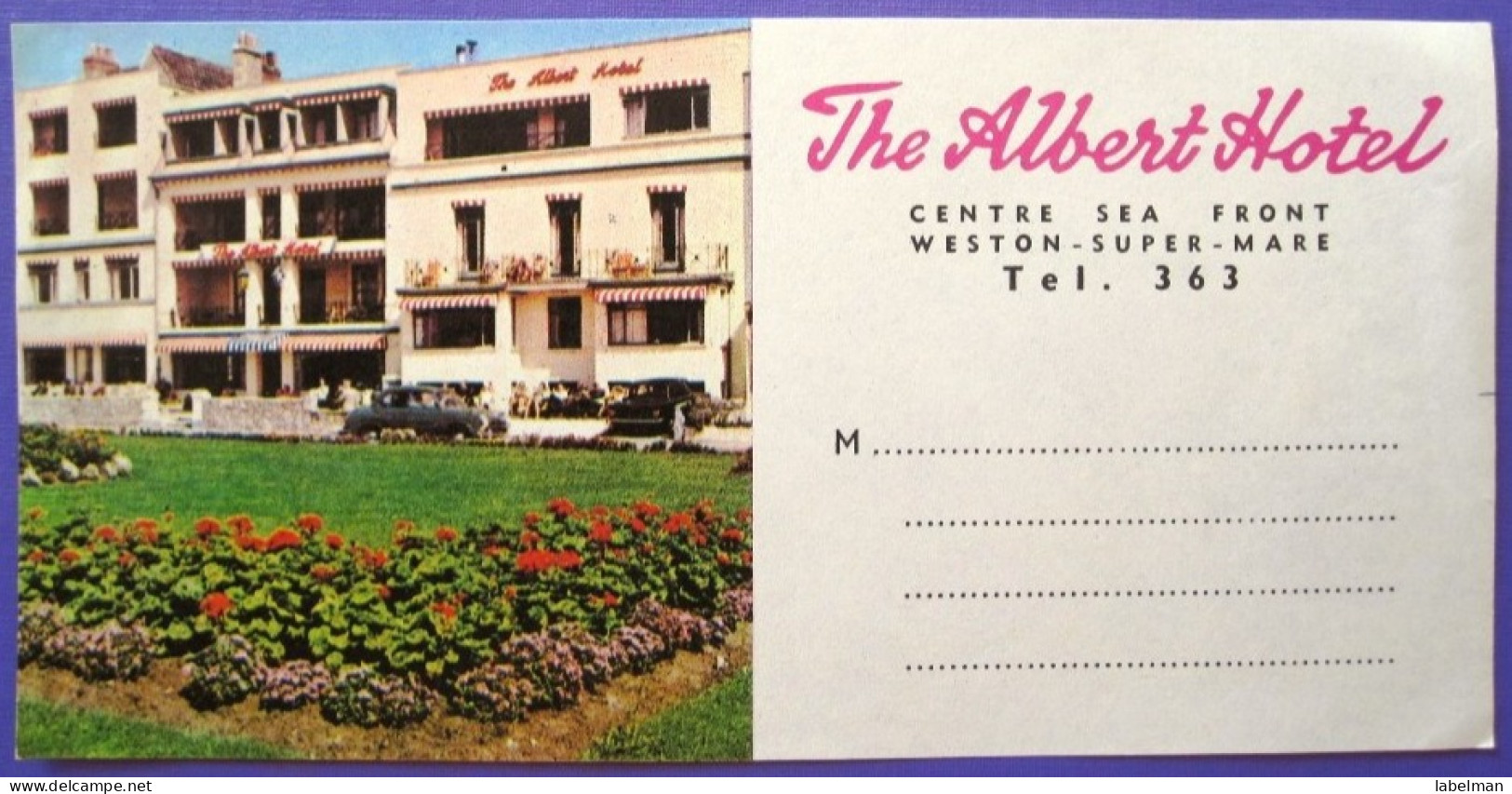 HOTEL MOTOR MOTEL ALBERT WESTON SUPER MA LONDON UK ENGLAND GREAT BRITAIN STICKER DECAL LUGGAGE LABEL ETIQUETTE AUFKLEBER - Hotel Labels