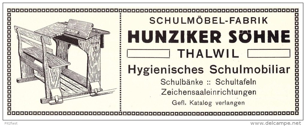 Original Werbung - 1914 - Hunziker Söhne In Thalwil , Schulmöbelfabrik , Schule , Möbel , Tafel !!! - Thalwil