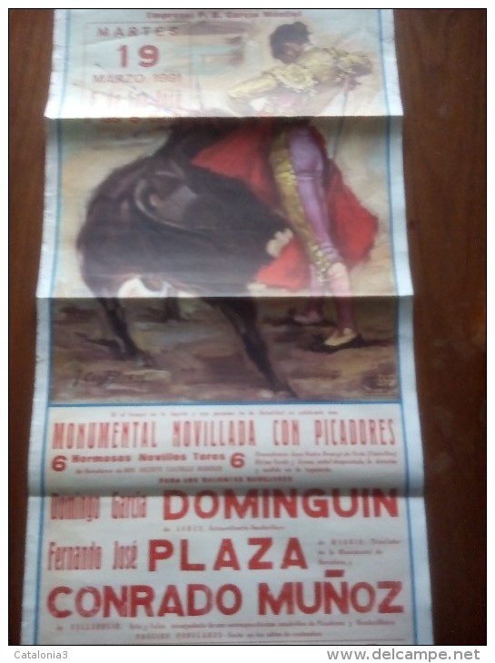 TOROS - Cartel Antiguo Plaza Corrida De Toros En LORCA 1991 - Mide 73 X 35 Cm - Plakate