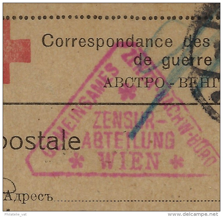 RUSSIE- CROIX ROUGE  CARTE AVEC REPONSE D UN PRISONNIER DE GUERRE   + CENSURE DE VIENNE  1917   A ETUDIER - Lettres & Documents