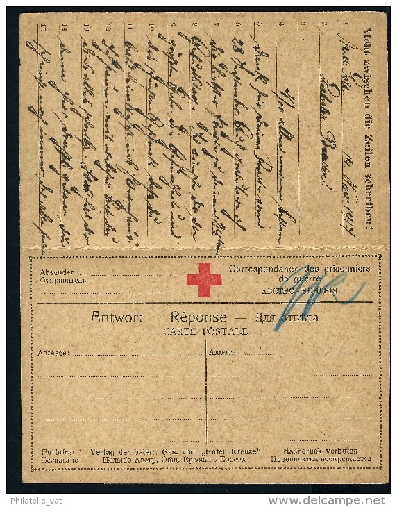 RUSSIE- CROIX ROUGE  CARTE AVEC REPONSE D UN PRISONNIER DE GUERRE   + CENSURE DE VIENNE  1917   A ETUDIER - Covers & Documents