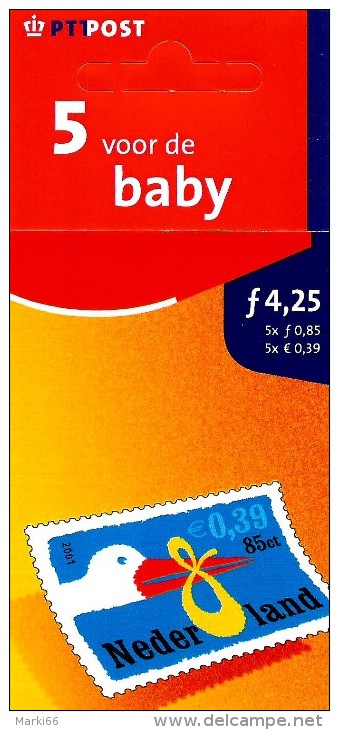 Netherlands - 2001 - Greetings - Five For The Baby - Mint Self-adhesive Stamp Booklet - Unused Stamps