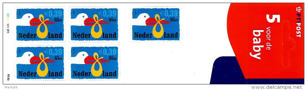 Netherlands - 2001 - Greetings - Five For The Baby - Mint Self-adhesive Stamp Booklet - Ungebraucht