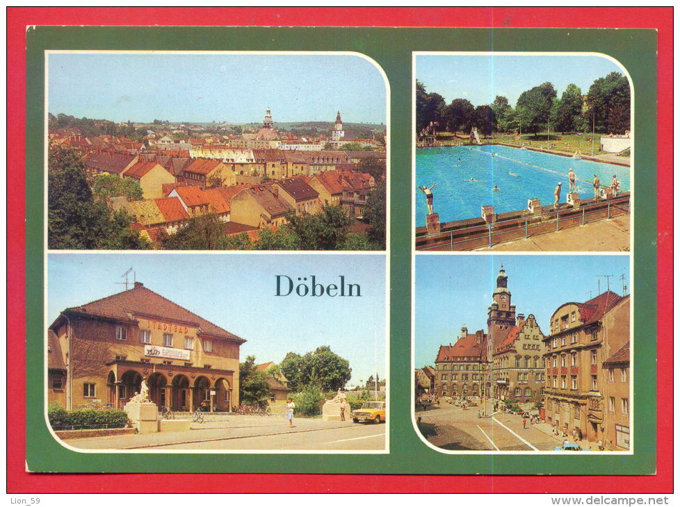 161525 / Döbeln - UBERSICHT , STADTBAD POOL Swimming , BLICK ZUM RATHAUS - Germany Allemagne Deutschland Germania - Doebeln