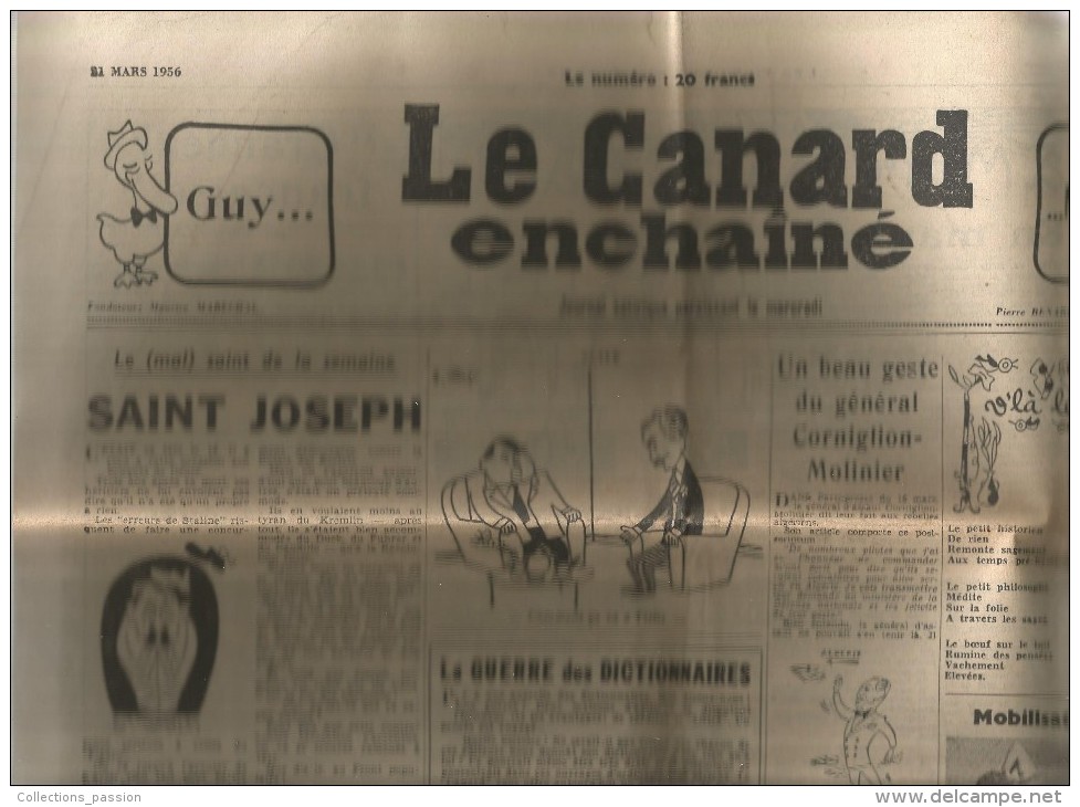 LE CANARD ENCHAINE , N° 1848 , 21 Mars 1956 - 1950 - Today
