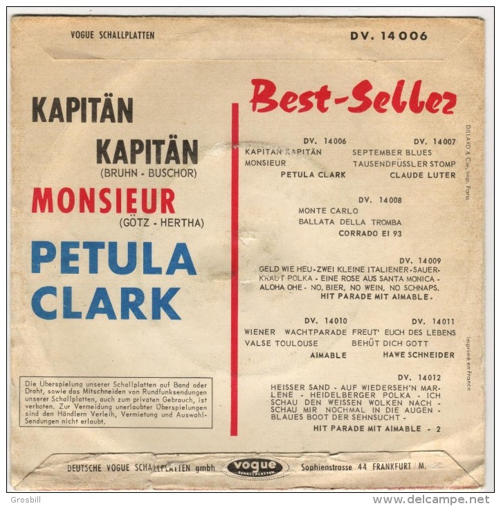 Petula CLARK : Monsieur / Kapitän Kapitän (Sg) - Autres - Musique Allemande