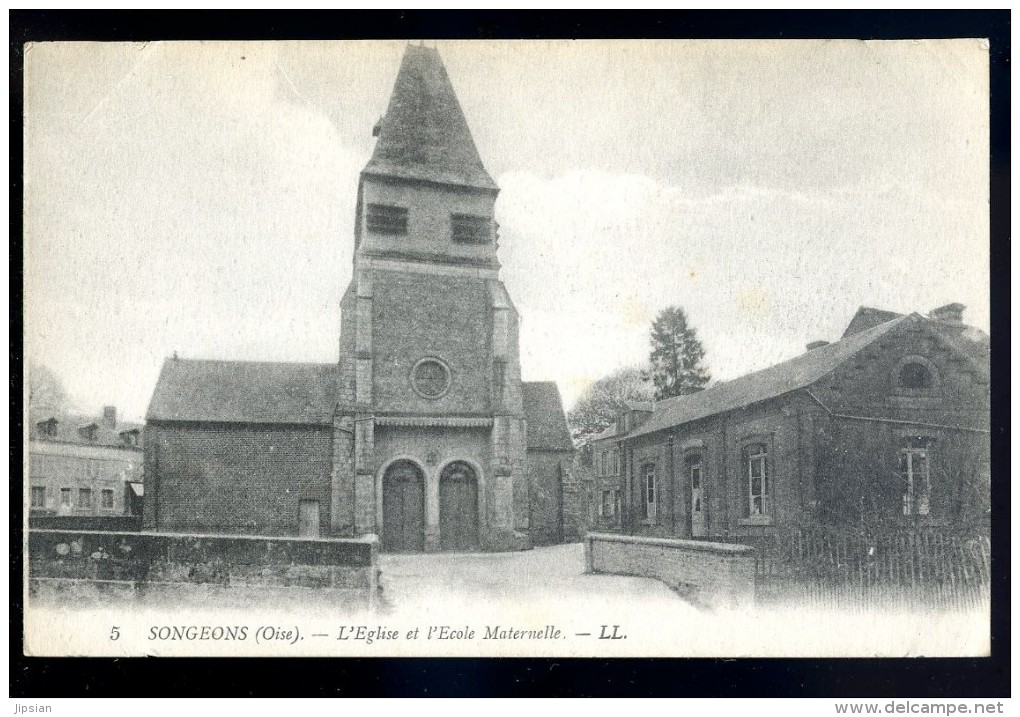 Cpa Du 60 Songeons église Et école Maternelle     JA15 19 - Songeons