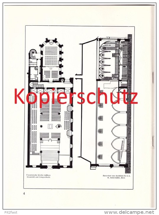 Original Prospekt - 1914 - Die Französische Kirche In Bern , Innenausbau , Architektur , Architekt !!! - Architecture