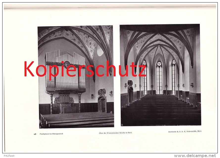 original Prospekt - 1914 - Die französische Kirche in Bern , Innenausbau , Architektur , Architekt !!!