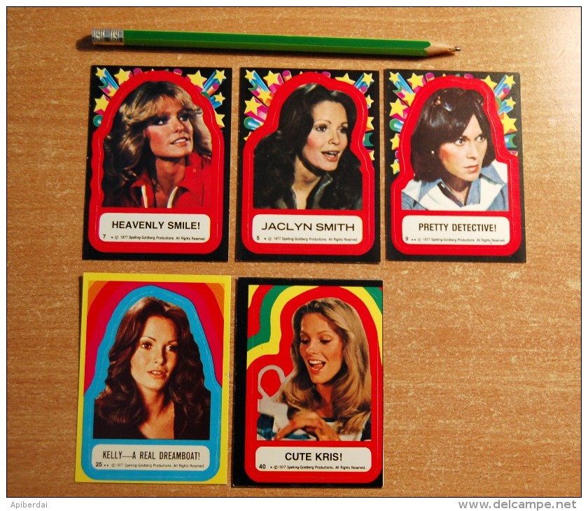 Vintage 1977 5 "charlie's Angels" Trading Card Stickers Decals - Altri & Non Classificati