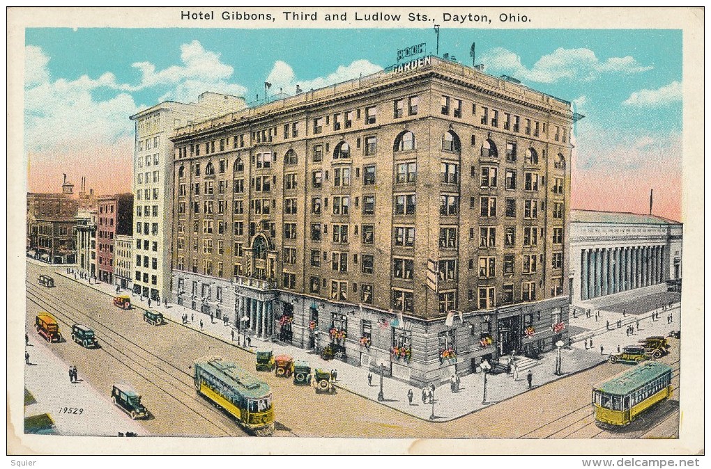 Hotel Gibbons, Third, Ludlow Street, Trams - Dayton