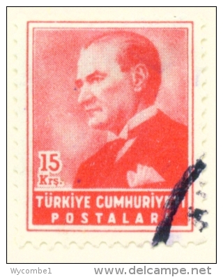 TURKEY  -  1955  Kemal Attaturk  15k  Used As Scan - Used Stamps