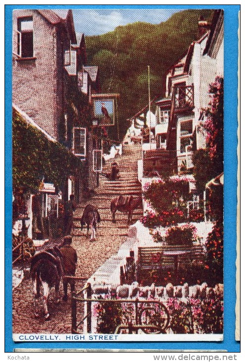 OV888, Clovelly, High Street, Mule, Donkey, Mulet, Baudet, Animée,  Circulée 1950 - Clovelly