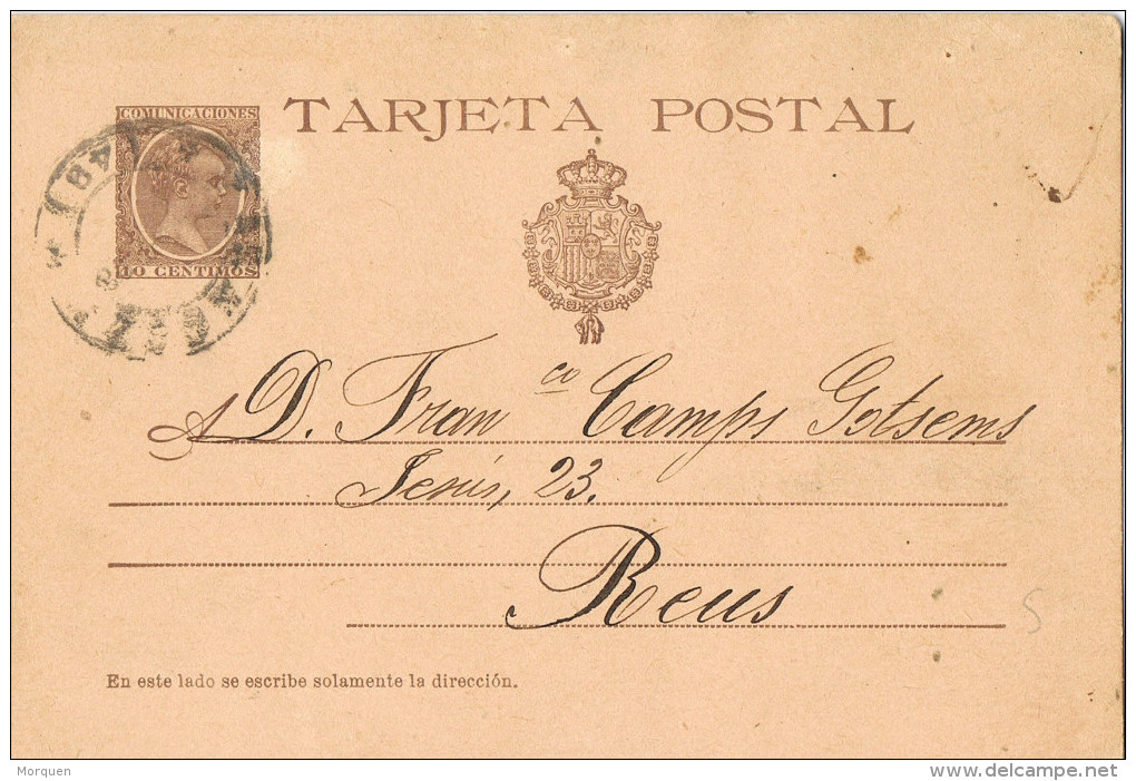 11618. Entero Postal ZARAGOZA 1898,  10 Ctss Alfonso XIII Plon, Num 36A - 1850-1931