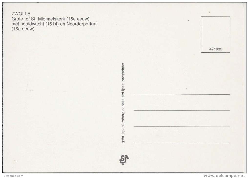 NL.- Zwolle. Grote- Of St. Michaelskerk Met Hoofdwacht En Noorderportaal. Kerk. 2 Scans - Zwolle