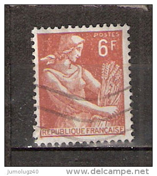 Timbre France Y&T N°1115 (05) Obl.  Type Moissonneuse  6 F. Brun-jaune. Cote 0,15 € - 1957-1959 Reaper