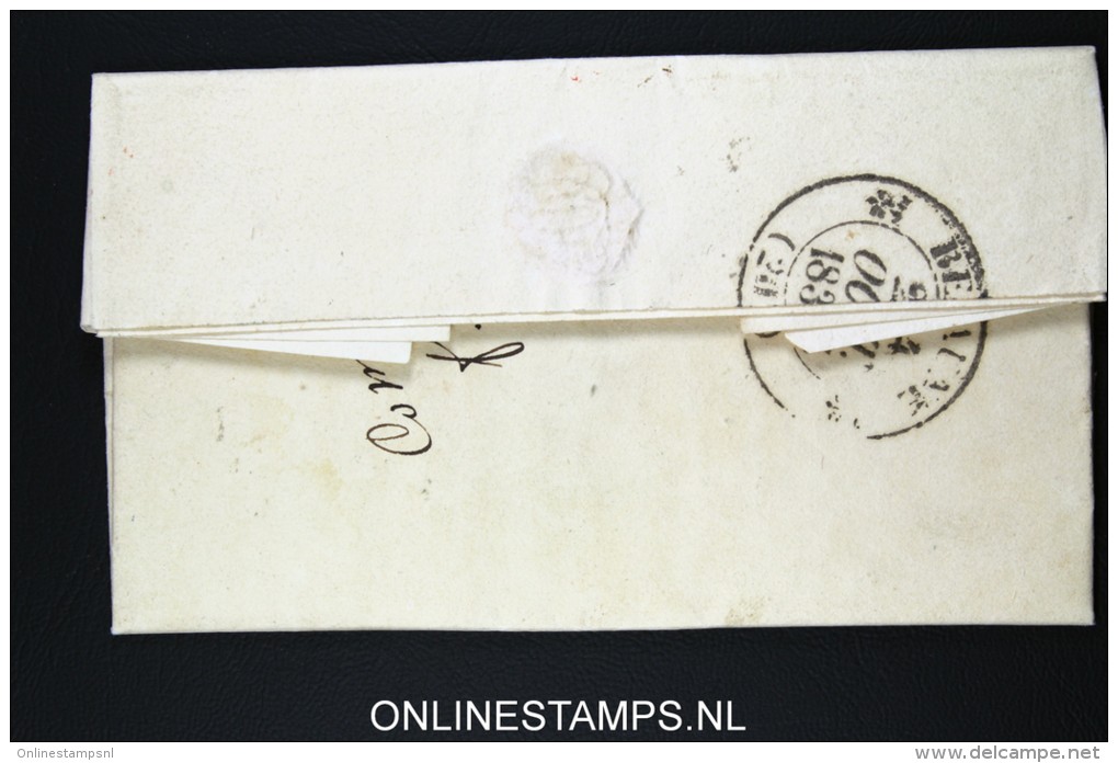 Belgium: Letter Ypres To Beaune, 1834, Ieper, LPB1R In Red  , Belgique Par Lille - 1830-1849 (Belgique Indépendante)