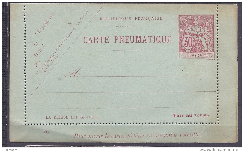 France1902:Michael RK23 Never Used( But A Bit Wrinkled At Bottom Left) - Pneumatic Post