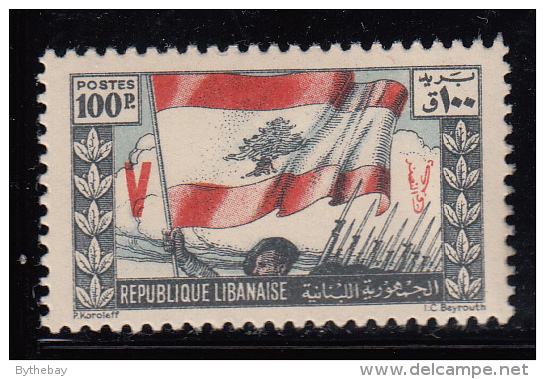 Lebanon MH Scott #196 100p Soldiers, Flag Of Lebanon Overprinted Wth 'V' In Red - Liban