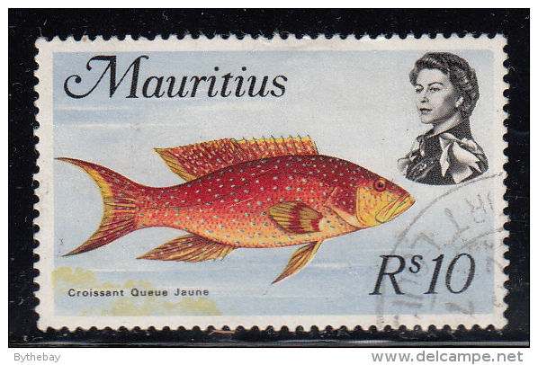 Mauritius Used Scott #356b 10r Moonfish, Wmk Scott 373: CA, Rounded Crown - Maurice (1968-...)